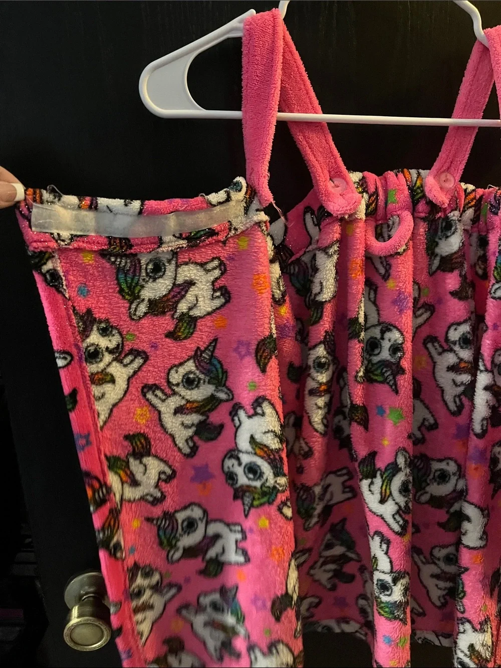 Girls' Pink Unicorn Print Terry towel wrap